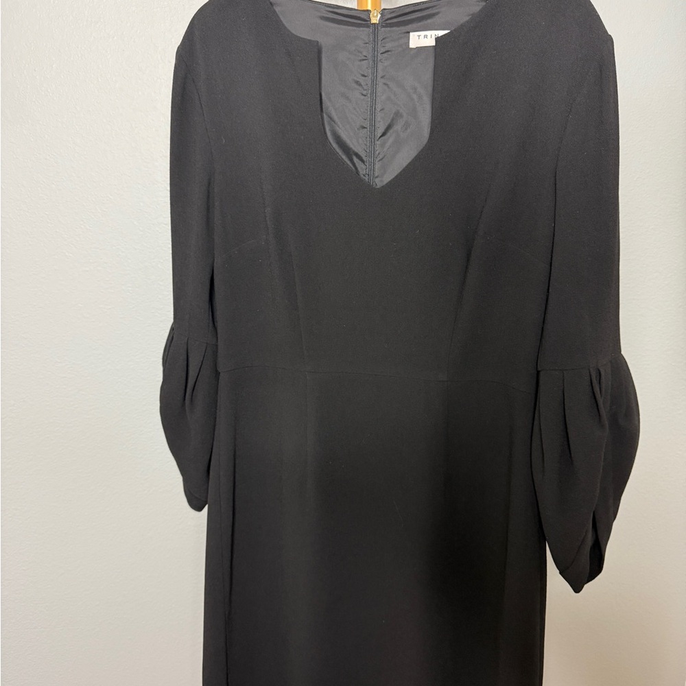 Trina Turk Black Sheath Dress with Bishop Sleeves